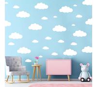 31Pcs Big Clouds Wall Decals, Removable DIY Large Vinyl Sticker Self Adhesive Wallpaper for Living Room Nursery Children Baby Kids Boys Girls Bedroom Decor Home Art Mural Desals