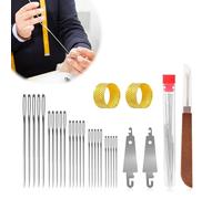 31pcs Big Eye Stainless Steel Needles Set with Needle Threaders Hand Sewing, Includes 25 Sewing Needles, 2 Needle Threaders, 2 Thimbles and 1 Seam Ripper for Beginners and Craft Lovers