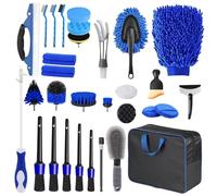 31Pcs Car Cleaning Kit, Car Detailing Kit, Car Washing Kit with Bag | Interior & Exterior Car Washing Kit, Car Duster Polishing Pads Set Windshield Cleaning Tool for Cleaning Wheels, Leather