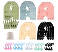 31PCS Folding Clothes Hangers,15PCS Travel Coat Hangers Portable Foldable, Plastic Clothes Coats Hotel Camping Holiday Travel Comes with 15 hooks and a storage bag for Home,Hotel,Travel,Camping