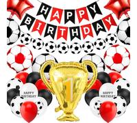 31PCS Football Party Decorations Set Sports Theme Birthday Bunting Garland Thick Foil Latex Balloon With Trophy Star Kit For DIY Enthusiasts Indoor Outdoor Events Supplies