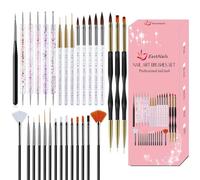 31Pcs Nail Art Brushes Set, Professional Acrylic Nail Brushes Kit, Nail Design Brushes, Fine Detailing, Line Drawing, Dotting, Dusting Brushes for DIY Nail Art at Home or Salon