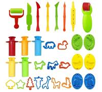 31Pcs Play Dough Tools Set, Playdough Accessories Kit with Cutters, Rollers, Molds & Clay Extruder (Random Colors)