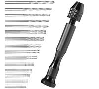 31Pcs Precision Pin Vise Hand Drill Set with 0.5-3mm Steel Micro Twist Drill Bits for Delicate Manual Work, Electronic Assembly & Model Woodworking Making DIY Jewelry Resin Arts Clay Craft Tools