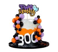 31Pcs Two Spooky Cake Topper Purple Black Orange Balls Cake Decors Halloween Balls Cake Picks for Halloween Spooky 2nd Birthday Party Cake Decoration Supplies