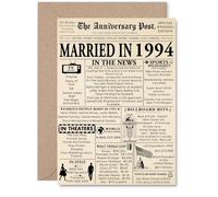 31st Anniversary Card for Men Women - Newspaper Married in 1994 - Happy 31 Year Wedding Anniversary Card for Wife Companion Partner Husband, A5 Anniversaries Greeting Cards