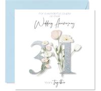 31st Anniversary Card for Women Men - Fancy Floral Flowers - Happy 31 Year Anniversary Card for Family Mum Dad Brother, 145mm Wedding Anniversaries Greeting Cards
