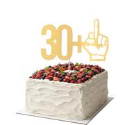 31st Birthday Cake Topper - Funny 30+1 Middle Finger Birthday Cake Topper, Black Glitter 31st Birthday Party Decorations, Dirty Thirty Cake Topper (30+1 Gold Mirror)