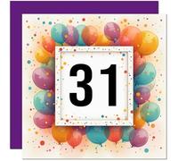 31st Birthday Card for Men Women - Any Age - Balloon Birthday Card for 31 Year old Woman Friend Sister Daughter Mum Aunt thirty one, thirty first cousin Niece