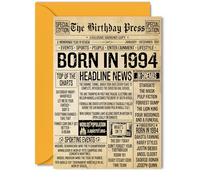 31st Birthday Card for Men Women - Bday Press Newspaper 1994 - Happy 31 Birthday Cards for Neighbour Colleague Auntie Daughter Brother Sister, 5x7 Inch Bday Greeting Cards