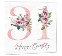 31st Birthday Card for Women - Floral 31st Birthday Cards for 31 year old woman thirty one, thirty first Ladies Mum Sister Aunt Niece Daughter