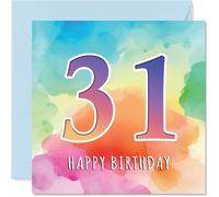 31st Birthday Cards for Women and Men, Colourful Watercolour Age