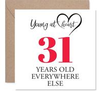 31st Birthday Cards for Men Women - Young at Heart - Happy Birthday Card for 31 Year Old Man Woman Cousin Husband Nephew Uncle, 145mm Bday Greeting Cards