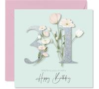 31st Birthday Cards for Women - Fancy Floral Flowers - Happy Birthday Card for 31 Year Old Woman Wife Auntie Colleague Daughter, 145mm Bday Greeting Cards