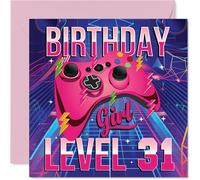31st Birthday Cards for Women - Gamer Level - Happy Birthday Card for 31 Year Old Woman Wife Daughter Sister Colleague, 145mm Bday Greeting Cards