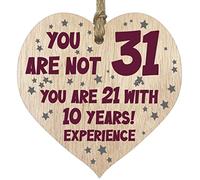 31st Birthday Gift For Women Men Wooden Heart Plaque, Light Wood Sign Keepsake, Happy Birthday Mum, Girlfriend, Dad, Husband, Wife, Boyfriend, Mum Gifts From Son, Auntie, Sister Birthday Present
