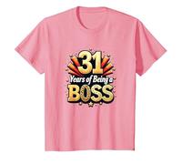 31st Birthday Gift: Years of Being a Boss Celebration T-Shirt, Kids, Pink, 8 Years