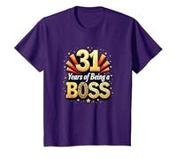 31st Birthday Gift: Years of Being a Boss Celebration T-Shirt, Kids, Purple, 2 Years