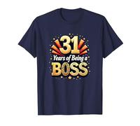 31st Birthday Gift: Years of Being a Boss Celebration T-Shirt, Men, Navy, 4XL