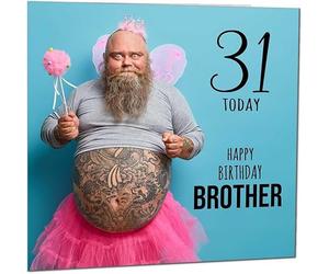 31st Brother Funny Birthday Card - Bearded Man Bros Funny Brothers Birthday Card for 31 Year old thirty one, thirty first