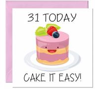 31st Cute Birthday Card for women girls Cake it easy Birthday Card for 31 Year old Woman Friend Sister Daughter Mum Aunt thirty one, thirty first cousin Niece