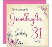 31st Granddaughter Birthday Card - Beautiful Butterfly Floral Granddaughter Birthday Card for 31 Year old thirty one, thirty first