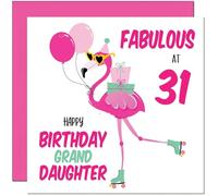 31st GrandDaughter Birthday Card - Fabulous Flamingo - Pink Cute Granddaughters Birthday Card for 31 Year old thirty one, thirty first