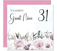 31st Great Niece's Birthday Card for Great Niece Floral Elegant Birthday Card for 31 Year old thirty one, thirty first