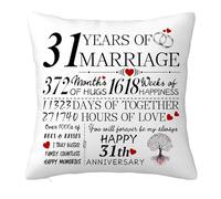 31th Anniversary Cushion Cover Gift for Him Her, 31 Years Anniversary Wedding Gifts Decorations for Couple Boyfriend Girlfriend Men Women Husband Wife, 31 Years of Marriage Pillow Case 45x45cm