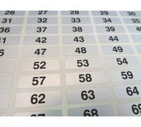 31x10mm, Black on Silver Labels, Consecutively Numbered 1 to 200, Durable Plastic Consecutive Numbering Stickers