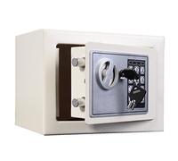 31x20x20cm Digital Electronic Safety Box 8.5L Black Security Cash Box Cabinet Safe for Home Office Hotel Storing Money Jewelry with Keys Wall Floor Mounted Design White