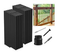 32"-100Pack Aluminum Deck Balusters Hollow Round Deck Railing Spindles Matte Coated Black for Wood and Composite Deck Indoor Outdoor