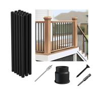 32"-15Pack Aluminum Deck Balusters Hollow Round Deck Railing Spindles Matte Coated Black for Wood and Composite Deck Indoor Outdoor