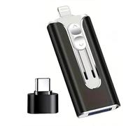 32~256GB Micro USB+8 Pin+USB 3.0 4 in 1 Mobile Phone Computer U-Disk,Memory Stick Storage,Portable Flash Drive,for Easily Backup Photos Videos,Plug and Play (Black, 128G)
