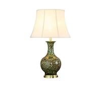 32.3" Red Glazed Ceramic/Metal Led Table Lamp with Fabric Lampshade, Postmodern Farmhouse Bedside Desk Nightstand for Bedroom Living Room/2