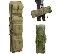32" 37" 46" Soft Double Rifle Bag, Portable Long Rifle Bag, Rifle Gun Case with Lockable Zipper, Backpack Strap for Hunting, Shooting Range(Green,32in/81cm)