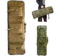 32" 37" 46" Soft Double Rifle Bag, Portable Long Rifle Bag, Rifle Gun Case with Lockable Zipper, Backpack Strap for Hunting, Shooting Range(Khaki,32in/81cm)