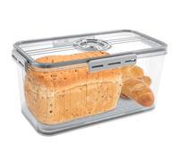32.5×17.5×15.3cm Bread Bin, Airtight Bread Box for Kitchen Countertop, Time Recording Bread Storage Container with Lid, Fresh Bread Keeper for Homemade Bread, Toast, Bagel, Donut and Cookies (Grey)