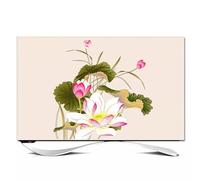 32-65 Inch Indoor Peony Pattern TV Dust Cover Stretchable Curved Screens Dustproof Protector for Table/Hanging LED TVs Living Room/Bedroom Decor-flower1||55inch