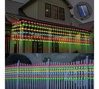32.8 * 3.28FT Large Size Solar Curtain Icicle Lights Outdoor, 8 Modes Outdoor String Icicle Curtain Lights, Solar Christmas Garden Light for Patio, Gazebo, Eaves, Fence, Tree, Porch (Multicolor)