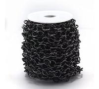 32.8 Feet Aluminum Curb Chains 11.5x2mm Twisted Links Embossed Cross Cable Chains Unwelded Gun-Black with Spool for Pendant Necklace Jewelry Making
