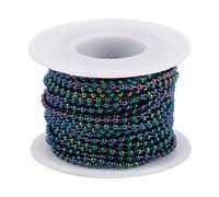 32.8 Ft Stainless Steel Ball Bead Chains 2.5mm Diameter Rainbow Soldered Beaded Pull Chain Roll for Extension Necklace Jewelry Making (Multi-Color)