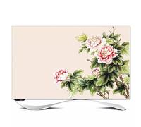 32-80 Inch Indoor TV Dust Cover Indoor Peony Pattern LCD Stretchable Screen Protector for Curved TVs Dustproof Slipcover with Non-Slip Design Living Room Decor-flower4||70inch