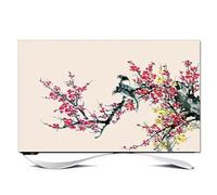 32-80 Inch Indoor TV Dust Cover Indoor Peony Pattern LCD Stretchable Screen Protector for Curved TVs Dustproof Slipcover with Non-Slip Design Living Room Decor-flower2||75inch