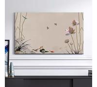 32-80 Inch Indoor TV Dust Cover Lotus Flower Universal LCD TV Screen Protector Non-Slip Breathable Cloth Dust Proof Display Cover for Flat Screen TVs-flower4||45-48inch