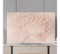 32-80 Inch Painting Pattern TV Dust Cover Indoor Display Protector for Flat Screen TVs & PCs Universal Dustproof Screen Cloth with Elastic Edges-flower2||80inch