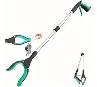 32"/81 cm Litter Picker Foldable Magnetic Pick Up Tool Helping Hand Leaf Grabber Garden Stick Rubbish Picking Heavy Duty Long Handle Disabled Mobility Rotating Reaching Aids Assorted Colour (1pc)
