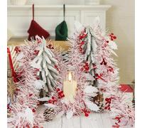 32.8ft Red and White Christmas Tinsel Garland with Red Berries Holly Leaves for Xmas Tree, Banister, Fireplace, Front Door, Window,Ceiling, Wedding, Party, Home Decorations