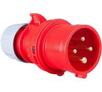 32 Amp 4 Pin Plug Male IP44 Connector Trailing 32A Red 400V 400 Volt Twist Lock