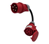 32 Amp 5-Pin 3 Phase CEE Plug to 16 Amp Coupler Auxiliary Cable, H07RN